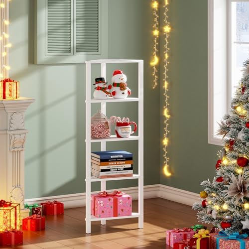 TUTOTAK Corner Shelf, 5-Tier Corner Bookshelf for Small Space