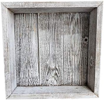 Reclaimed Wood Shadow Box with Wood Backing - Rustic Farmhouse Barnwood Style - Floating Shelves - Set of 3 (Whitewash, 