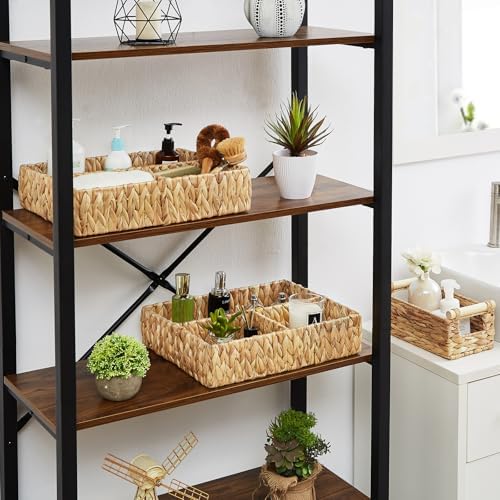 Vagusicc Wicker Divided Storage Basket, Hand-Woven Water Hyacinth Wicker Baskets, Basket for Drawer Organizing, 3 Sectio