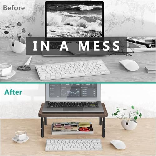 WALI Computer Monitor Stand for Desk, Adjustable Laptop Riser, up to 44 lbs