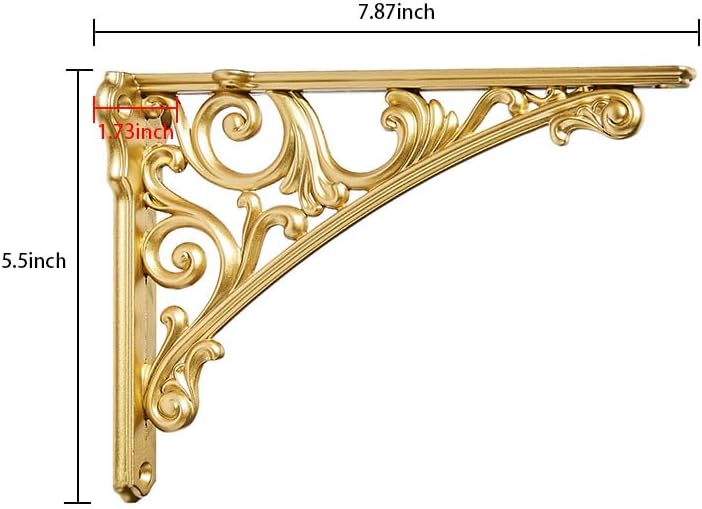 Khtumeware Shelf Bracket 8 Inch, Decorative Brackets for Shelving, Heavy Duty Vintage Ornate Shelf Bracket, Hardware Inc