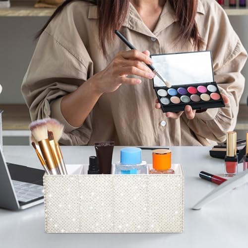 Pearl Desk Organizer, White Pen Makeup Brush Holder