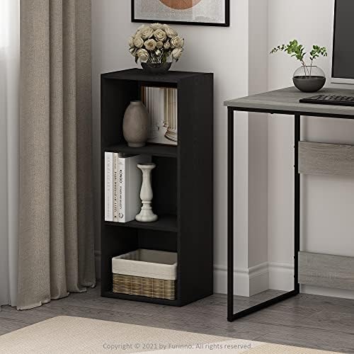 Furinno LUDER Book Shelf, 3-Cube Bookshelf, Bookcase with Open Shelves, 9.3 x 12 x 31.5, Easy Assembly, for Living Room,