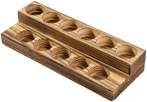 MyGift 8.5 Inch Burnt Wood Essential Oil Holder, 2 Tier Rack, Holds 11