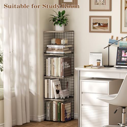 Dmevkic 2 Cube Small Bookcase,Bookshelf for Small Spaces Book Shelf,12.2 x 12.2 x 12.2, DIY Variable Stackable Cube Stor