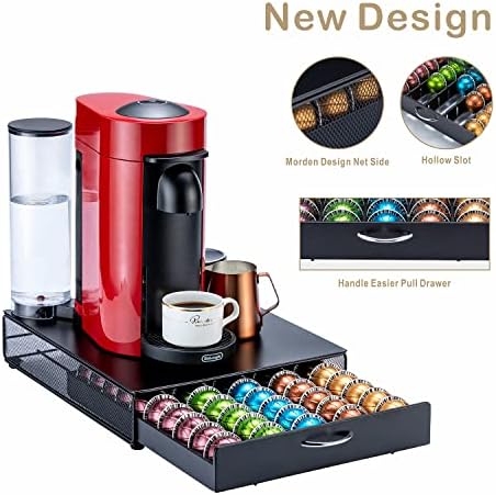 FlagShip for Nespresso Pod Storage Vertuo Pod Holder Coffee Pod Organizer Morden Design And Coffee Machine Stand Black M