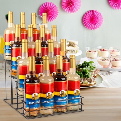 kimilus 16 Bottle Capacity Coffee Syrup Organizer 4 Tier Coffee Syrup Stand Shelf for Coffee Bar Accessories for Coffee 