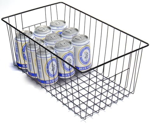 Freezer Organizer Bins - 3 Pack Stand Up Freezer Baskets for 16，17，21 cu.ft Upright Freezer, Wire Storage Baskets with B