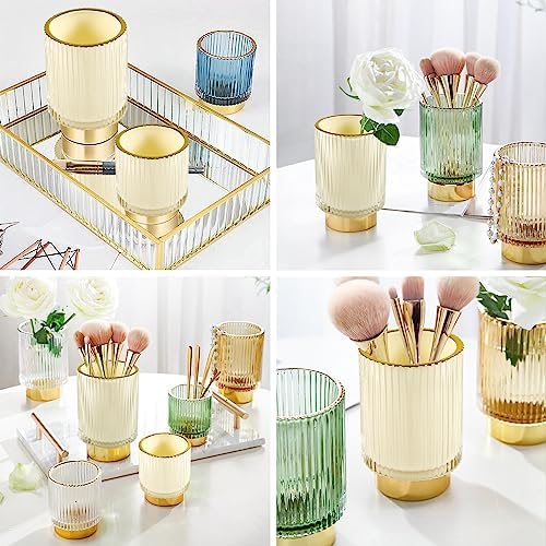 DASITON Makeup Brush holder Organizer,Crystal Cosmetic Makeup Brush Glass Brushes Storage Holder, Vintage Make Up Brush 