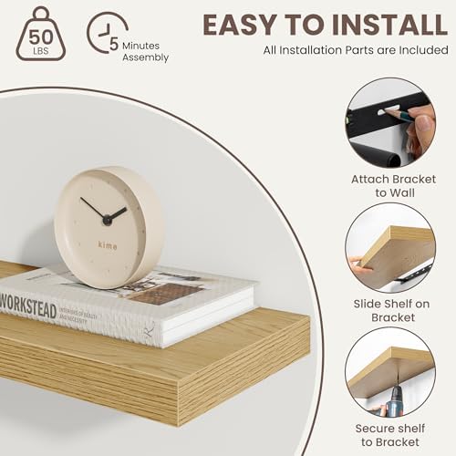 Acovy Floating Shelves for Wall 9 Inch,9.3" Deep Square Floating Shelf Set of 3,Wall Shelves Hanging Shelf with Invisibl