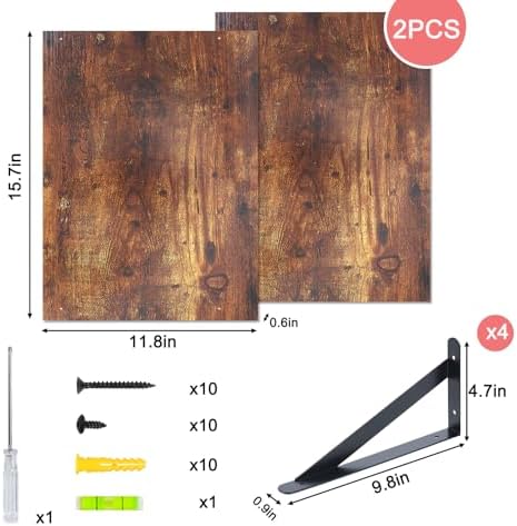 Fixwal 2pcs 11.8 in Deep Floating Shelves for Wall (Brown, 15.7" L)