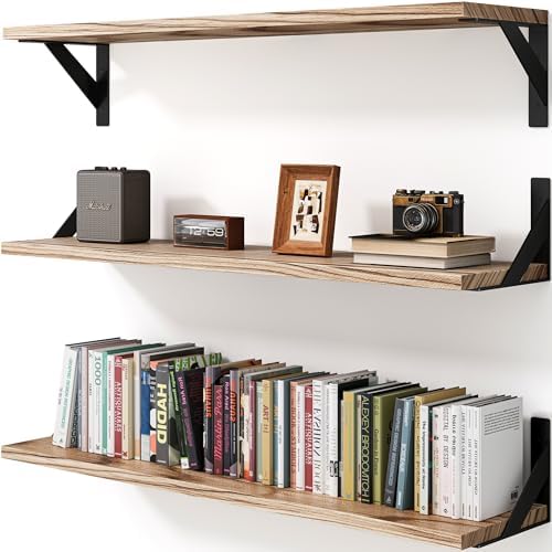Floating Shelves for Wall, Wall Mount Book Shelf, Hanging Shelves, Wall Bookshelf for Bedroom, Office, Living Room (Ligh