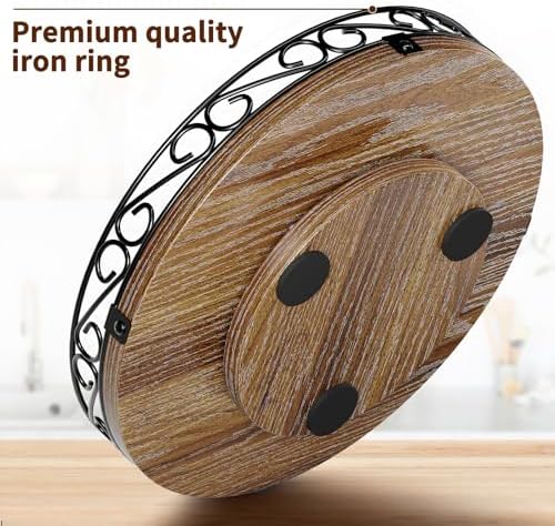 9'' Lazy Susan Turntable Organizer for Table Top, Wooden Lazy Susan Cabinet