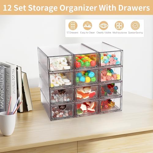12-Piece Stackable Desktop Storage Drawer