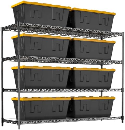 60" W Storage Shelves 2640 LBS Heavy Duty Garage Shelving, Adjustable Wire Shelving Metal Shelving with Liners, Fits 27-