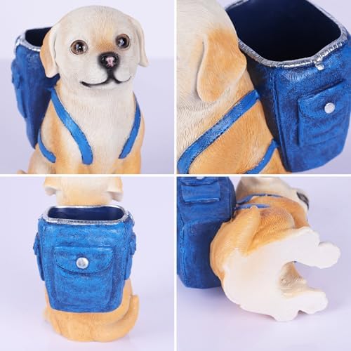 Cute Labrador Retriever Pen Holder, Resin Dog Pencil Holder for Desk