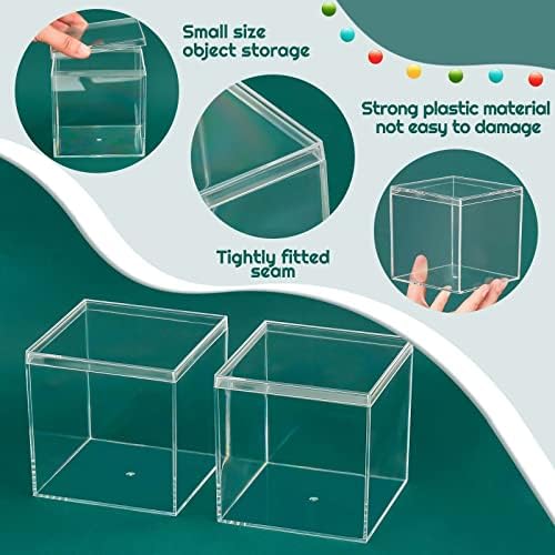 Blulu 8 Pcs Clear Acrylic Box with Lid, 3.9 x 3.9 x 3.9 Inch, Classic Style