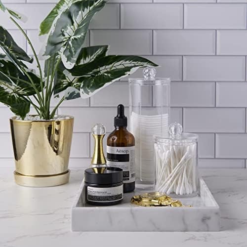 𝐈𝐭𝐚𝐥𝐢𝐚𝐧 𝟏𝟎𝟎% Marble Vanity Tray (12x7in), Counter Organizer for Bathroom, Kitchen, Dresser, Coffee Table, Serving, Decor