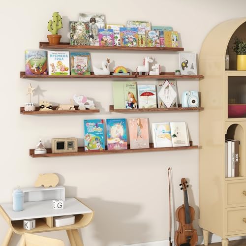 Fun Memories Picture Ledge Shelf, 32 Inch Floating Shelves Set of 2, Nursery Book Shelves for Kids, Wall Mounted Bookshe