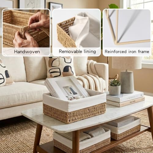 Wicker Baskets with Handles，woven Baskets for Organizing，1-pack