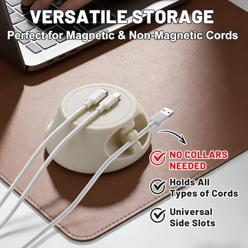 SOOoEC [N52 Ultra-Strong Snap-On Magnetic Cord Holder, Weighted Desktop Cable Organizer, Premium Liquid Silicone, No Col