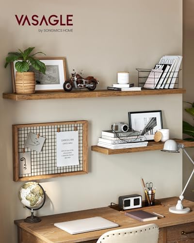 VASAGLE Wall Shelves, Floating Shelves, Set of 3, 15.8 x 7.9 x 1.5 Inches