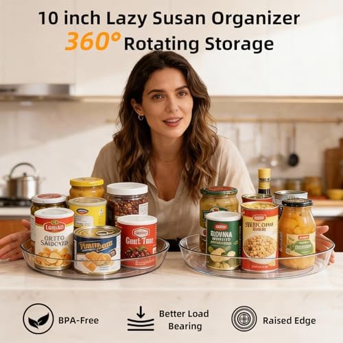 4 Pack Lazy Susan 10 inch Turntable for Spice Organization