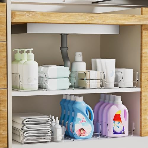 Ettori Set of 4 Clear Storage Bins for Fridge & Cabinet Organization, BPA-Free Plastic Food Organizers to Instantly Decl