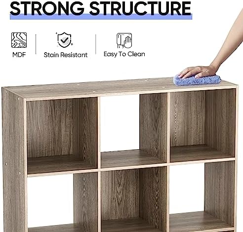 JupiterForce 9 Cubes Bookcases Storage Organizer, 3-Tier Wooden Open Bookshelf Cabinets with Removable Back Panels for H