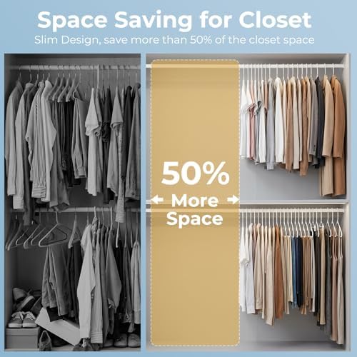 HOUSE DAY White Plastic Hangers 30 Pack, Slim Space-Saving Clothes Hangers