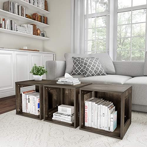 Lavish Home Modern Small Bookcase with Storage – Minimalist Open-Side Modular Shelving Unit, Stackable Accent Bookcase f