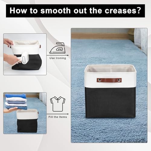 Bagnizer Collapsible Fabric Storage Cubes 11x11 Cube Storage Bins, 4 Pack Closet Baskets Box with Handles for Organizing