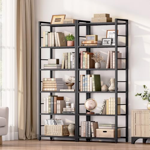 HOOBRO 6-Tier Bookshelf, Standing Tall Bookcase, Vertical Storage Shelf