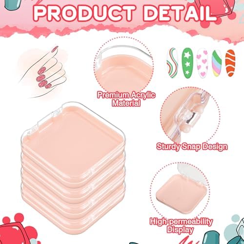 AceOrbit 48 Pcs Press on Nail Box Packaging, Pink Acrylic Case