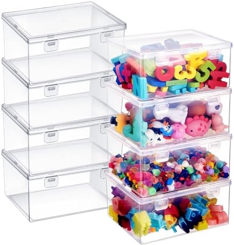 SiliFine 8 Pcs Clear Plastic Storage Bins with Lids Stackable for Toys