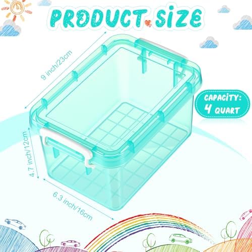 Wenqik 6 Pack Colorful Plastic Storage Bins with Lids, Teal