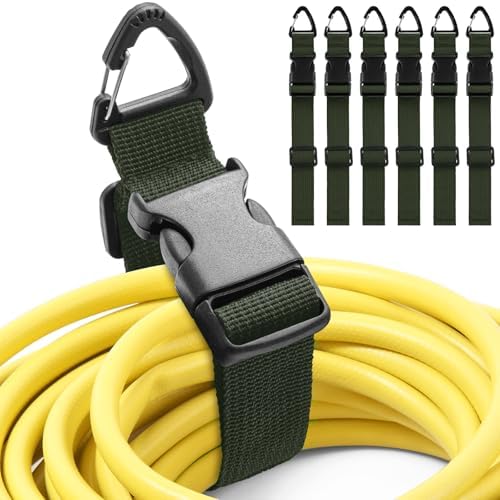 6 Pack Adjustable Extension Cord Holder Straps,Dark Green