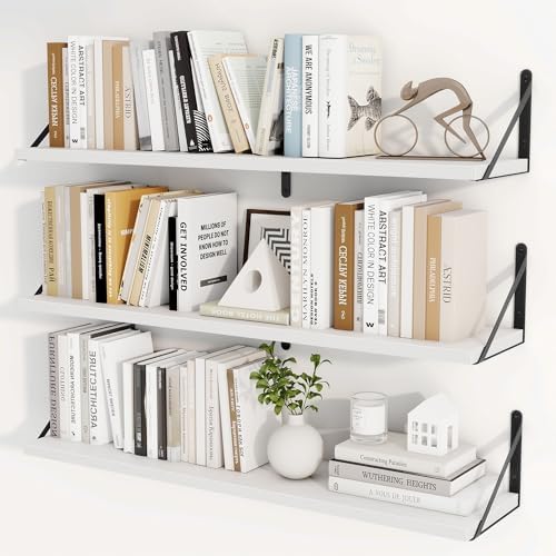 Heimlove Floating Book Shelves for Wall,35.4 Inches Long Wall Mounted Bookshelves,Heavy Duty Bracket Shelves for Living 
