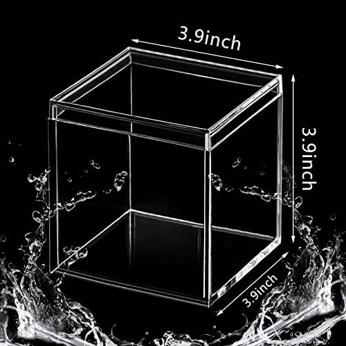 Blulu 8 Pcs Clear Acrylic Box with Lid, 3.9 x 3.9 x 3.9 Inch, Classic Style