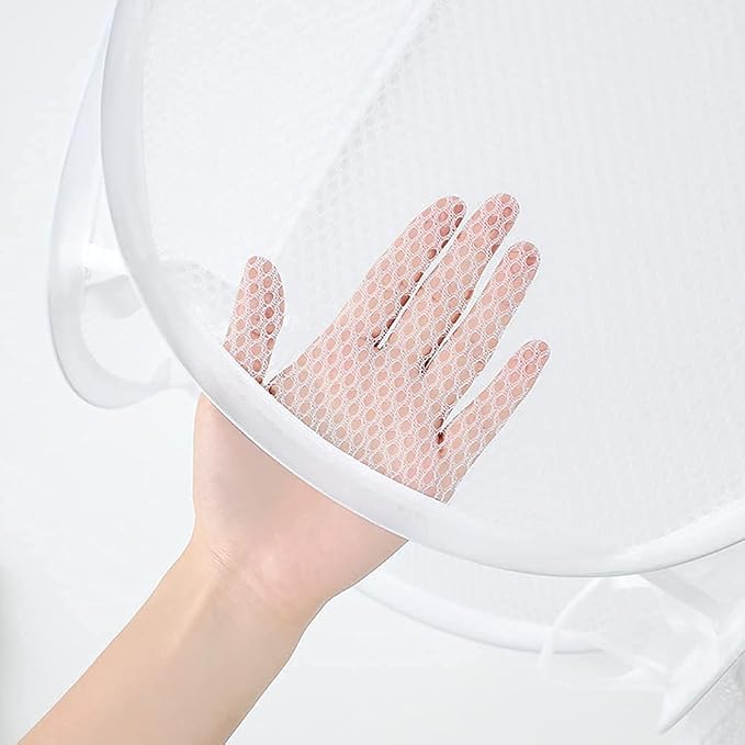 Pack of 2 Pop Up Laundry Hampers, Collapsible Mesh Laundry Baskets, Foldable Clothes Hampers for Bathroom, College Dorm, Travel (White)