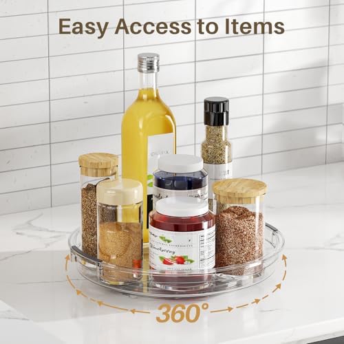 LAMU 3 Pack 9'' Lazy Susan Organizer Turntable for Cabinet, Pantry Organizers and Storage, Rotating Condiment Organizer 