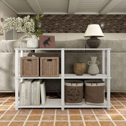 Homes: Inside + Out Apexa Modern 3-Tier Extra Wide Shelving Units, Collectibles Display Shelves, Easy Assembly Console T
