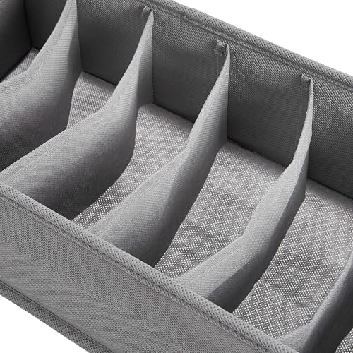 Amazon Basics Deep Drawer Organizer for Clothes, Collapsible Storage Boxes for Socks, Underwear and Baby Items, Set of 4, Gray