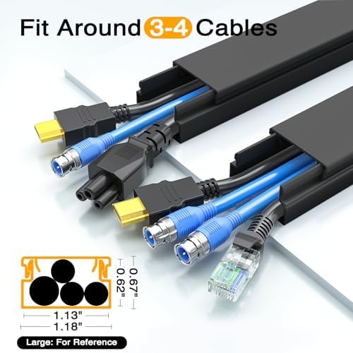 Delamu 157in Cord Hider, Cord Cover Wall Cable Management, Paintable Wire Cover for Cords, Cable Hider Raceway Kit, Cabl