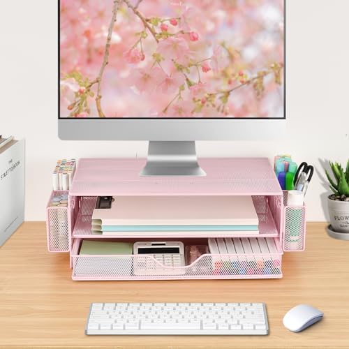 AUPSEN Computer Monitor Stands Riser，2-Tier Desk Organizers and Accessories, Office Desk Accessories Organizer with Draw