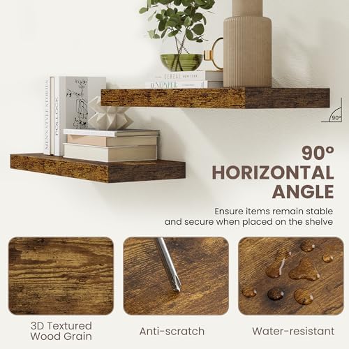 24 Inch Floating Shelves for Wall Decor,9.3" Deep Floating Shelf Wall Book Shelves,Large Display Storage Shelf,Wall Moun