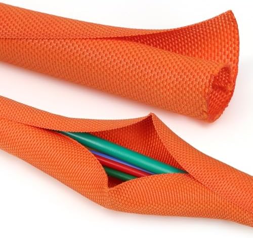 Split Braided Cable Sleeve，Flexible Wire Loom Tubing, Automotive Cord Protector Pet Proof, Cable Management for Computer