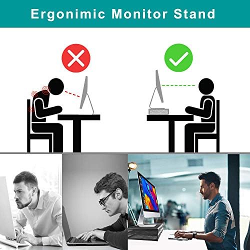 Monitor Stand Riser with Drawer - Metal Mesh Desk Organizer with Dual Pull Out Storage Drawer,Office Supply for Computer