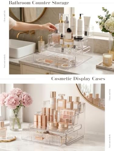 Booklov Clear Makeup Organizer Countertop for Vanity, Perfume Display Stand