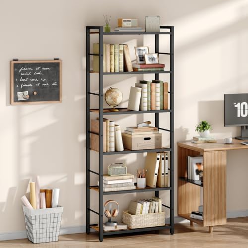 HOOBRO 6-Tier Bookshelf, Standing Tall Bookcase, Vertical Storage Shelf
